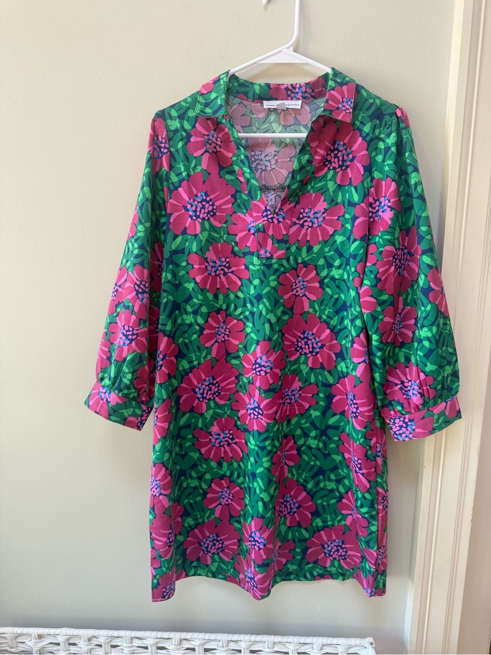 Michelle McDowell Ruffled Pink/Green Floral Dress Women’s size Small S